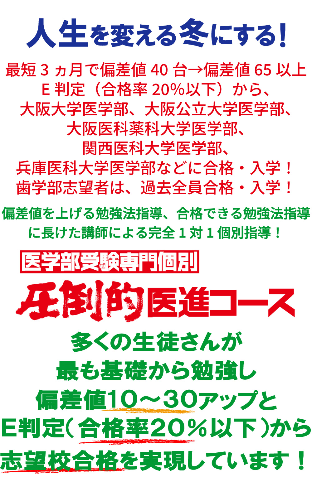 圧倒的成績向上を目指します。