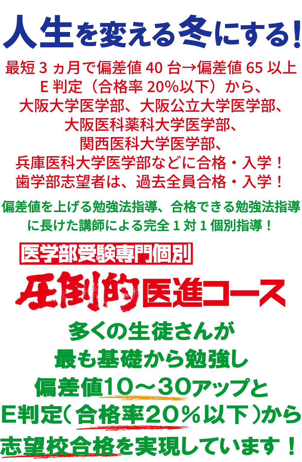 圧倒的成績向上を目指します。